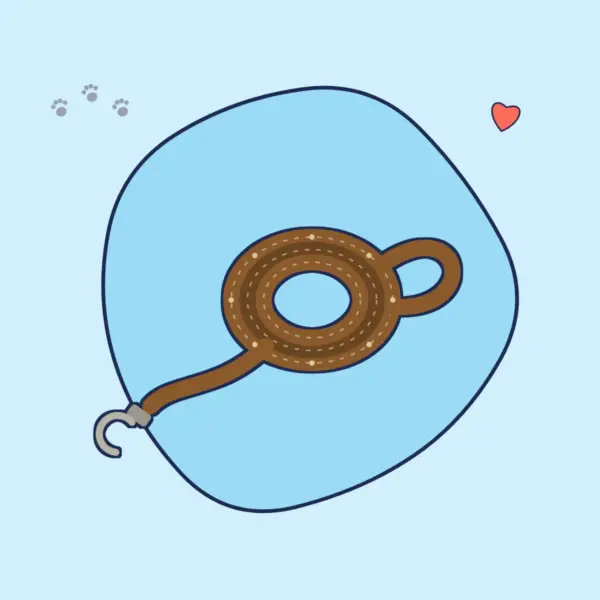 Illustration: aufgerollte braune Leder-Hundeleine mit Karabiner